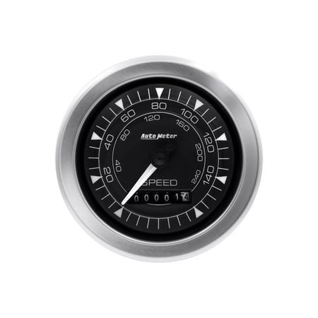 AutoMeter 8188 Chrono Speedometer; 3-3/8 in.; Black Dial Face; White LED; Electric Air-Core; 0-160 MPH;