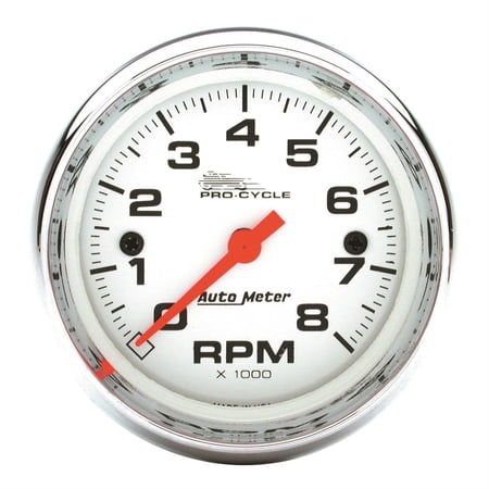 Autometer Pro-Cycle Gauge Tach 2 5/8in 8K Rpm 24 Cylinder White - 19305
