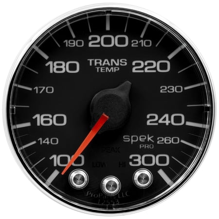 Autometer Spek-Pro Gauge Trans Temp 2 1/16in 300f Stepper Motor W/Peak Warn Blk/Chrm - P342318