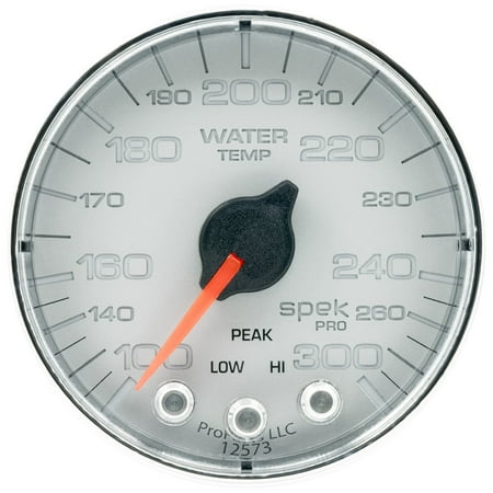 Autometer Spek-Pro Gauge Water Temp 2 1/16in 300f Stepper Motor W/Peak Warn Slvr/Chrm - P346218