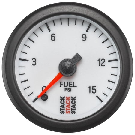 AutoMeter Stack 52mm Fuel Pressure Gauge with Pro Stepper Motor - White, 0-15 PSI, 1/8" NPTF Male