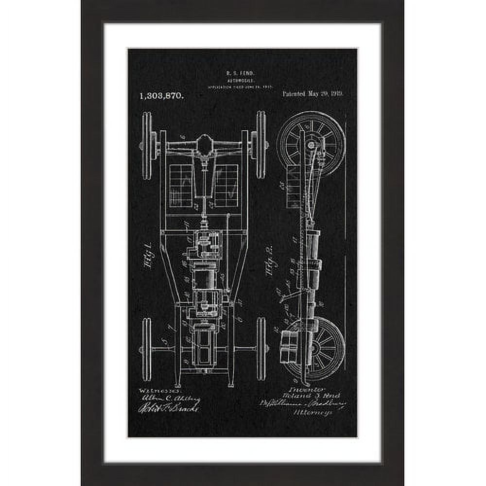 "Automobile 1919 Black Paper" Framed Painting Print