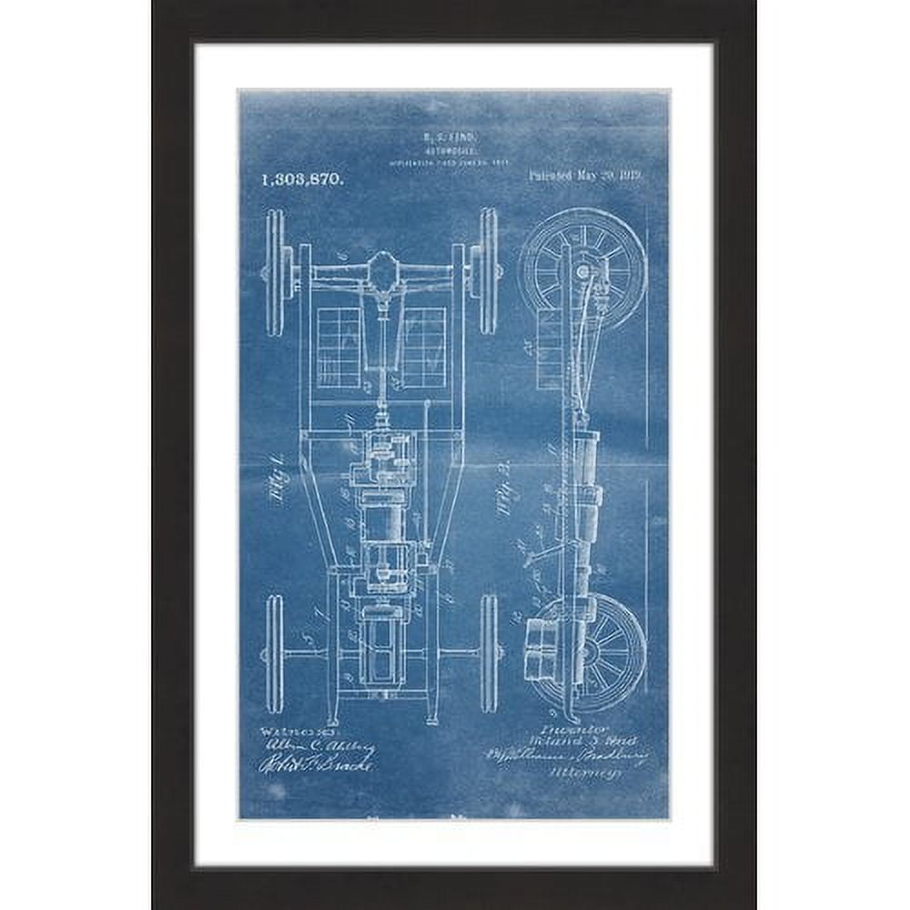 "Automobile 1919 Blueprint" Framed Painting Art Print, 20" x 1.5"