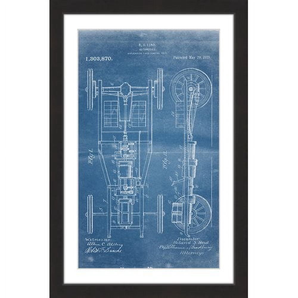 "Automobile 1919 Blueprint" Framed Painting Art Print, 24" x 1.5"