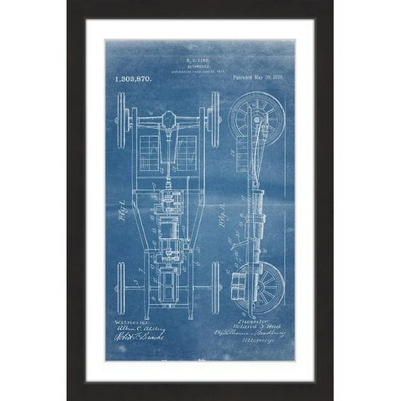 "Automobile 1919 Blueprint" Framed Painting Print