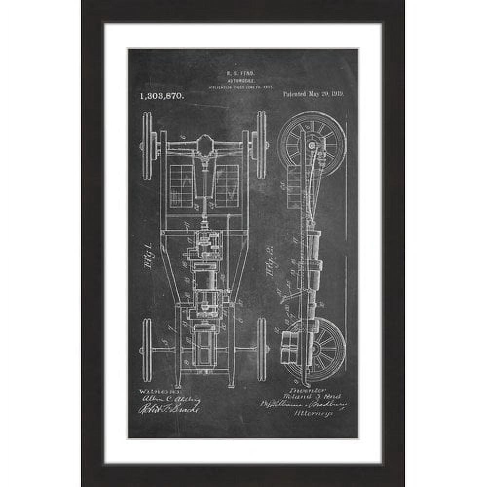 "Automobile 1919 Chalk" Framed Painting Art Print