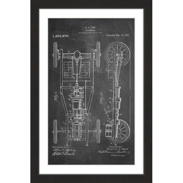 "Automobile 1919 Chalk" Framed Painting Art Print
