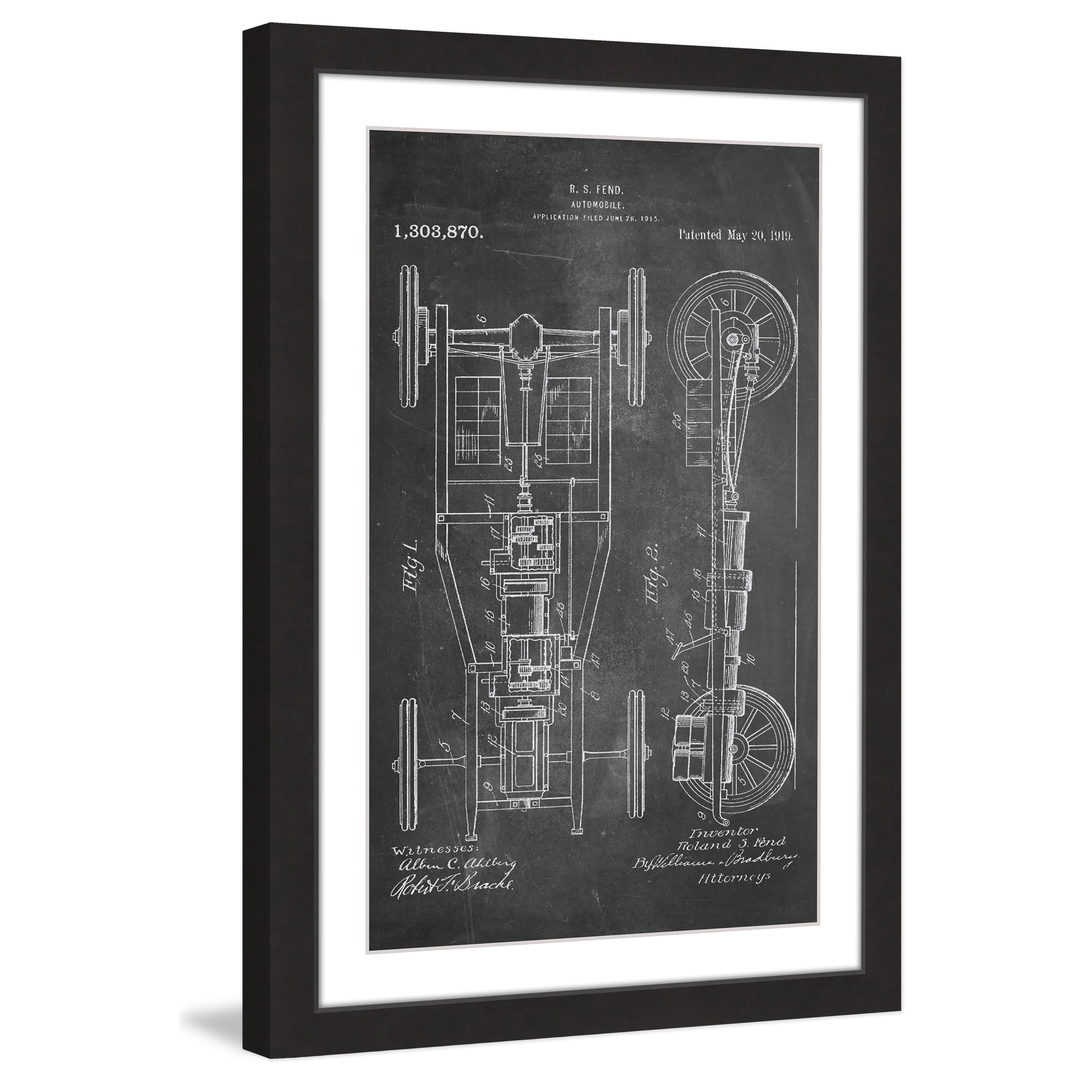 "Automobile 1919 Chalk" Framed Painting Print