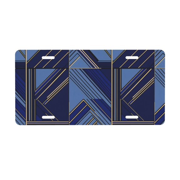 Automobile Aluminum Front Plate 126in Light And Durable Installation Easy To Clean Beautiful And Conspicuous Show Your Car Royalblue Geometric Lines_1