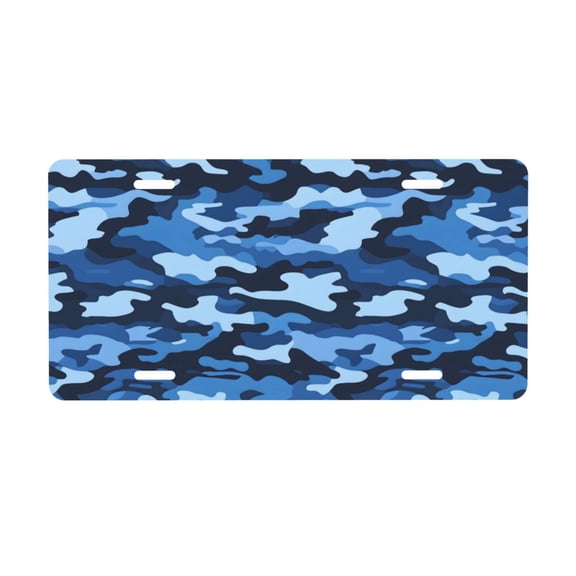 Automobile Aluminum Front Plate 126in Light And Durable Installation Easy To Clean Beautiful And Conspicuous Show Your Car Vector Camouflage Pattern Blue_1