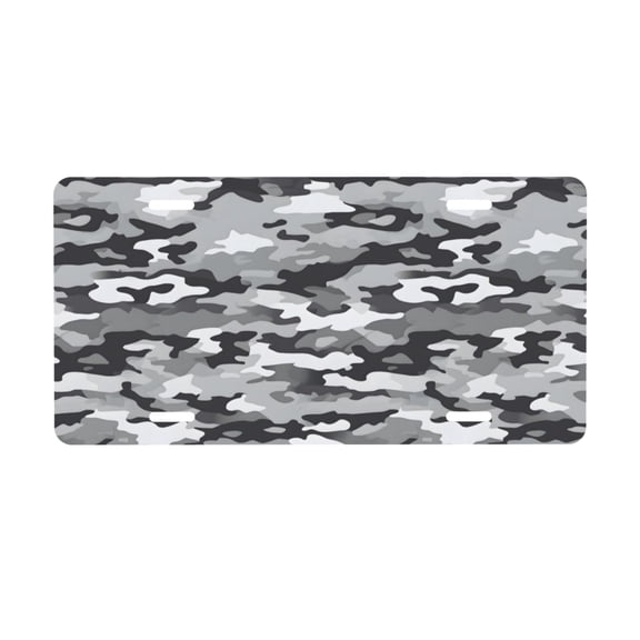 Automobile Aluminum Front Plate 126in Light And Durable Installation Easy To Clean Beautiful And Conspicuous Show Your Car Vector Camouflage Pattern Gray_1