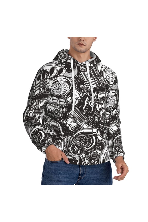 Automobile Car Parts Hoodie Men Unisex 3d Fleece Hooded Sweatshirt 3x-Large