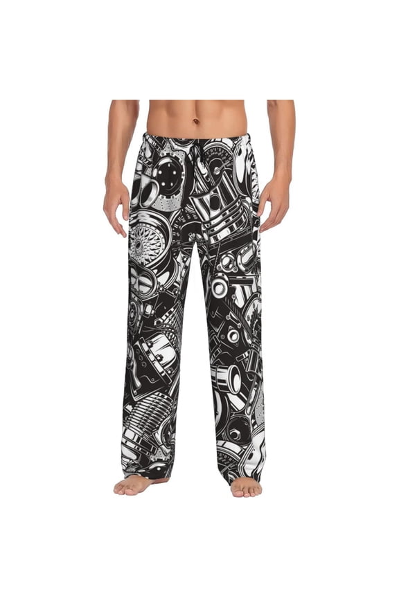 Automobile Car Parts Men'S Pajama Pants Soft Sleep Lounge Pants Pjs Bottoms With Pockets Medium