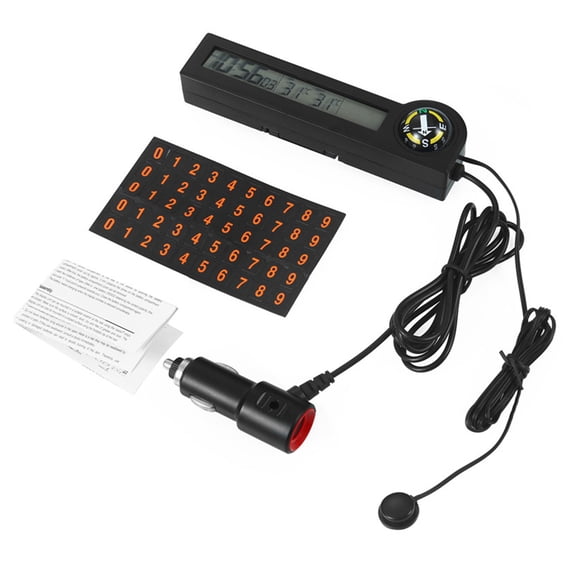 12V Digital Clock Diplay Indoor Outdoor Compa LCD Backlight Temporary Parking Car Alert Auto Car/Truck/