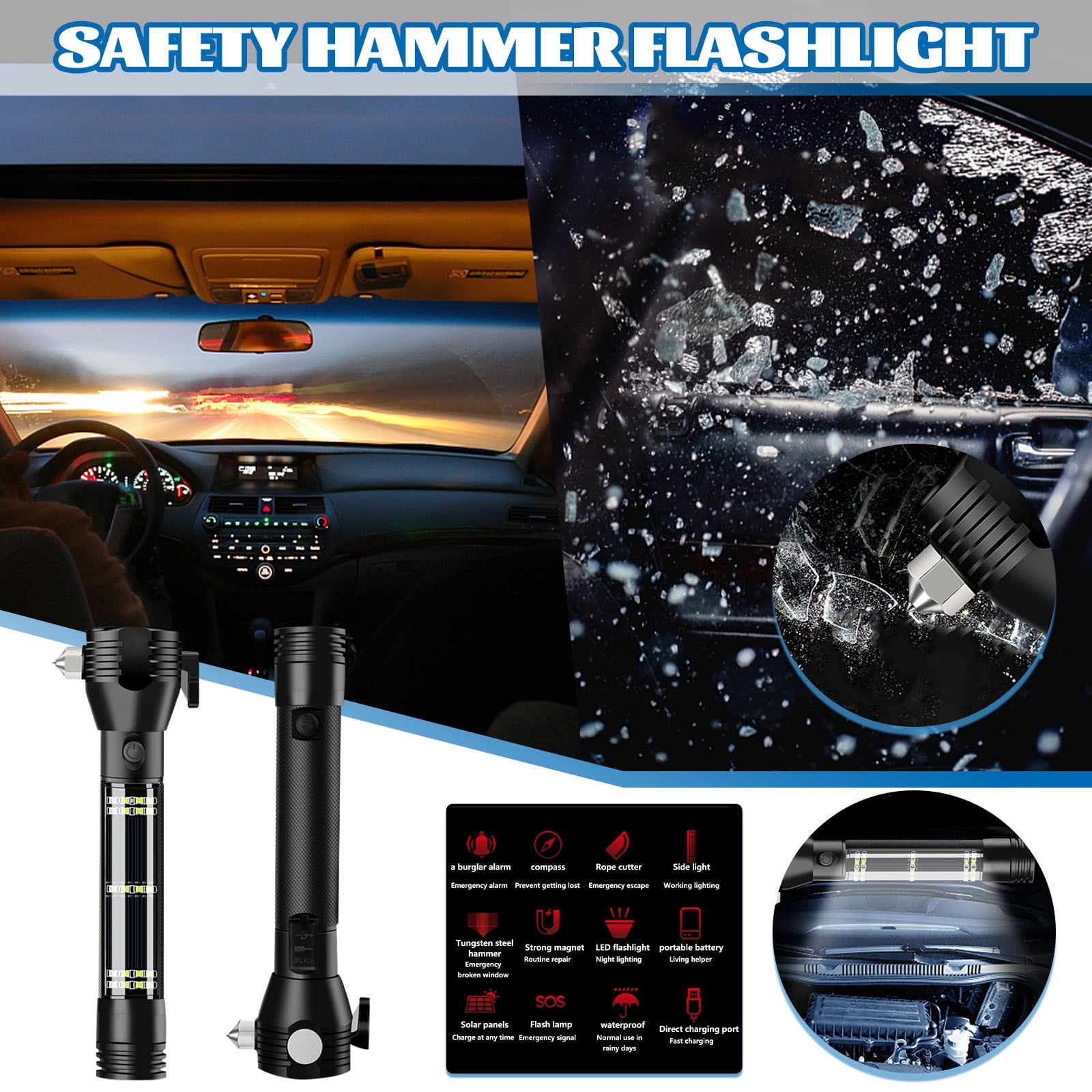 Automobile Vehicle 13 In 1 Multifunctional Strong Light Flashlight ...