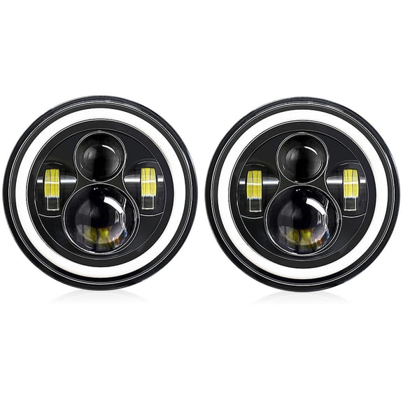 Automobile headlights,Beam//turn 7'' Jku Tj H2 Led With Miata Jku Tj Lj Cj Car Led Round 6000k 2pcs 7 Inch With Low Beam//turn 140w /100w Black 2Pcs & 140W