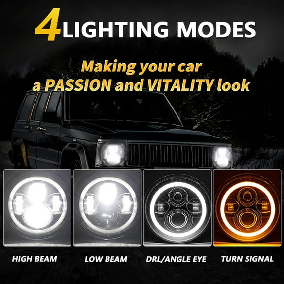 Automobile headlights,Round 6000k 140w 6000k 140w Ip67 Car Led With 2pcs 7 Inch 140w Ip67 Waterproof Led With /turn 7'' 7 Inch Car Beam/ Mewmewcat Qahm Eryue Beam 7 Round Black 140W 2Pcs