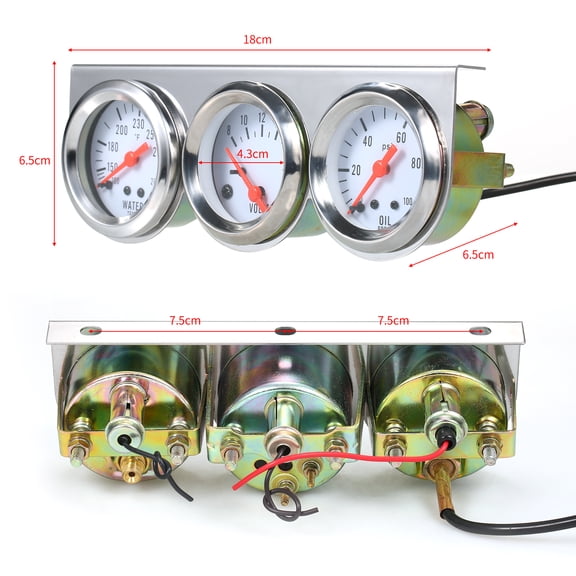 Automobile instrument,Car Meter In 1 Car Voltmeter 52mm Kit Oil Pressure Water 3 In 1 Meter Oil Pressure Water Temperature Voltmeter Press 52mm Car Cars 3 Cluster Buzhi 3.75 Car Siuke Kit 3