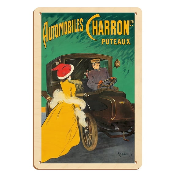 Automobiles Charron Ltd. - Puteax France - Vintage Automobile Poster by Leonetto Cappiello c.1906 - 8 x 12 inch Vintage Wood Art Sign