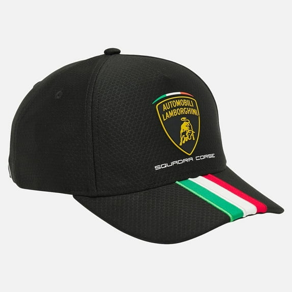 Automobili Lamborghini Squadra Corse Kids Tri-Color Italian Flag Hat -  Youth Black