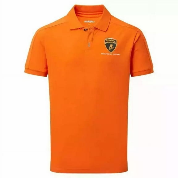 Automobili Lamborghini Squadra Corse Travel Polo Shirt - Blue/Orange/Gray