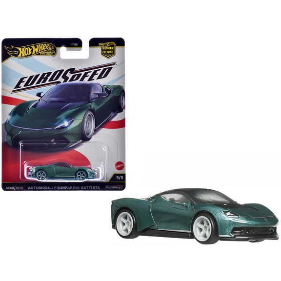 Automobili Pininfarina Battista Green Metallic with Black Top "Euro Speed" Series Diecast Model Car by Hot Wheels