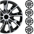 thumbnail image 1 of Automotive 14 Inch Universal Hubcap 14" Front and Rear Wheel Covers - Fits Most Cars - Snap On Hubcap, R14 Auto Tire Replacement Exterior Cap (Set of 4, Silver Lacquer & Black Lacquer), 1 of 8