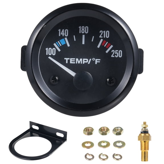 Automotive 2'' 52mm Water Temperature Gauge, 12V Coolant Temp Gauge With Sensor White LED Backlight 100-250 For Car Truck Boat RV UTV