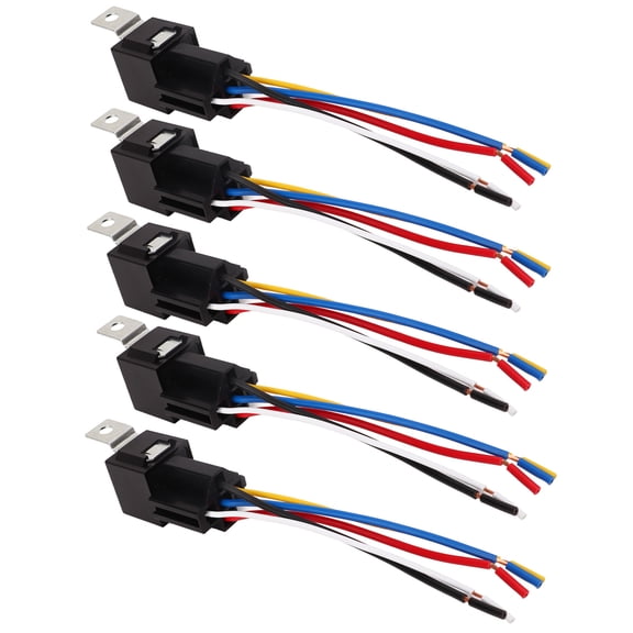 Automotive 5 Pin Relay 40A 12V Waterproof Copper Contact Kit - 5 Pieces