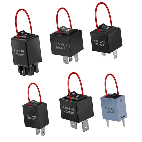 Automotive 9038A Relays Bypass Switches, 6 Piece 12V 20A with ON Off Control and Red Loop Wire for Vehicle Electrical Checks