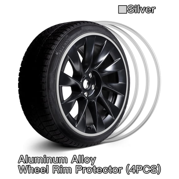 Automotive Alloy Wheel Rim Protector - Covering The Entire Rim of The Wheel hub - Strips for Curb Rash Prevention - Set of 4 Rim Protector Easy to Install(19",Silver)
