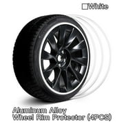 Automotive Alloy Wheel Rim Protector - Covering The Entire Rim of The Wheel hub - Strips for Curb Rash Prevention - Set of 4 Rim Protector Easy to Install21,White