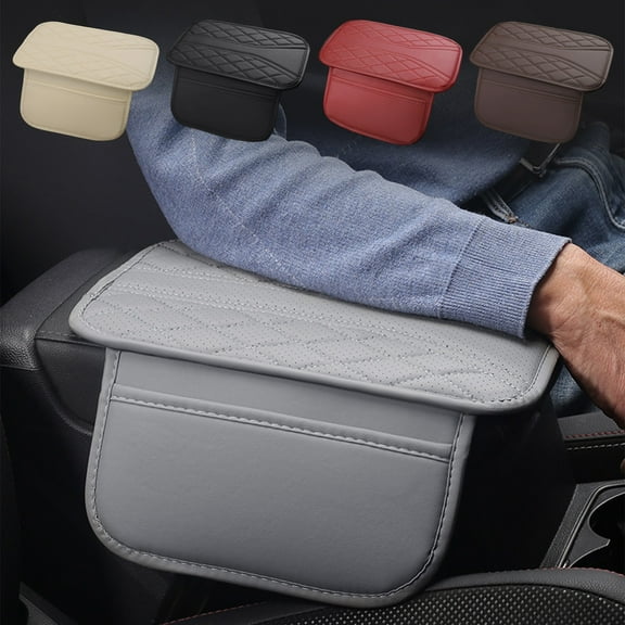 Automotive Armrest Mat, Leather Elbow Support Pad, Beige Car Center Console Cover, 31.5x29x1 Cm, Comfortable Driving Accessory,Vsgery