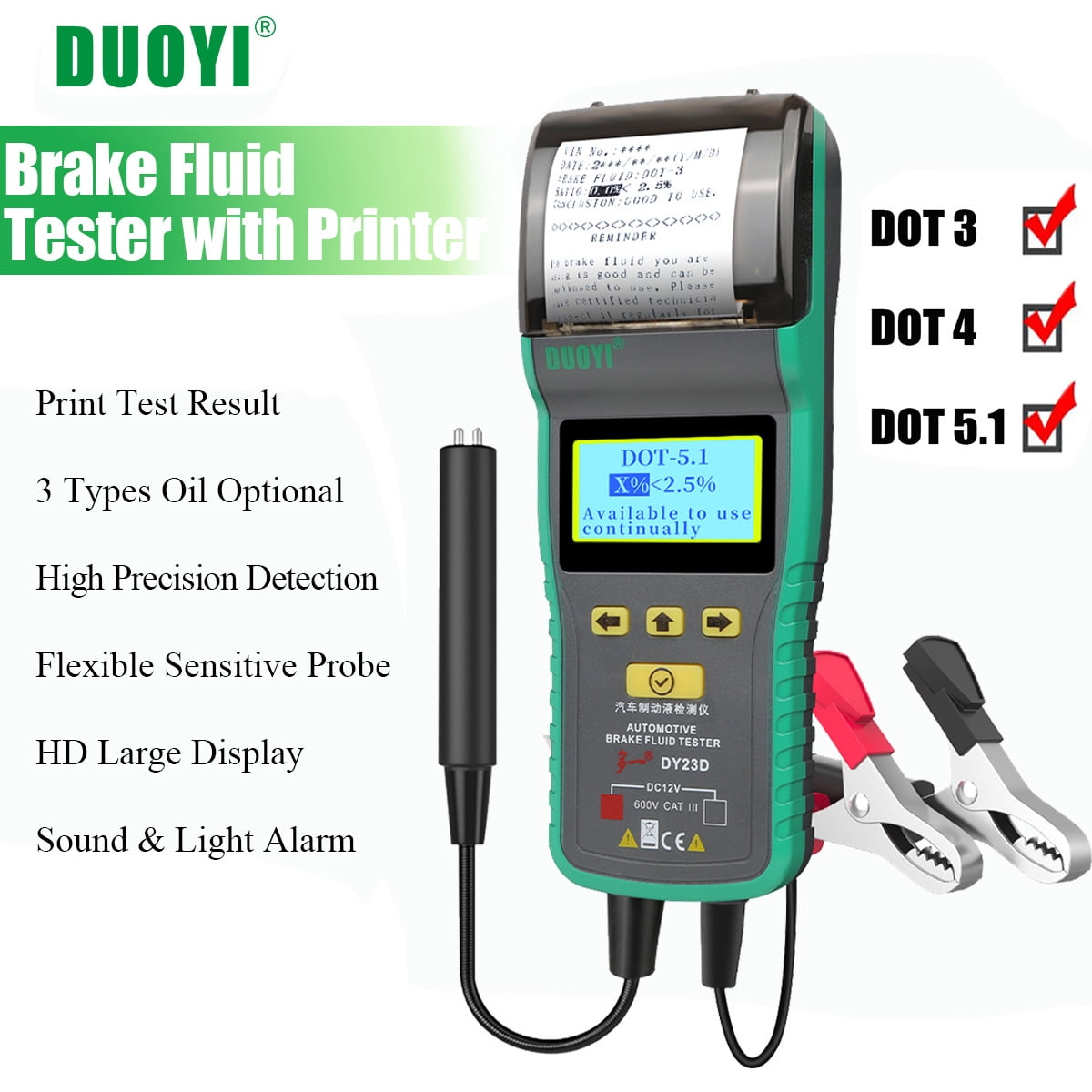 Automotive Brake Fluid Tester with Printer Brake Fluid Detector DOT3