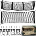 thumbnail image 1 of Automotive Cargo Net Stretchable and 3 Pocket Trunk Net Organizer Black Car Interior Accessories Cargo Storage Mesh Net Truck Bed Grocery Holder with Hooks Screws Buttonholes (43.3 x 15.7 Inches), 1 of 7