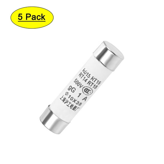 Automotive Cartridge Fuse 1A 500V 10x38mm Fast Blow Replacement for Car Stereo Audio Alarm Amplifier Ceramic 5pcs