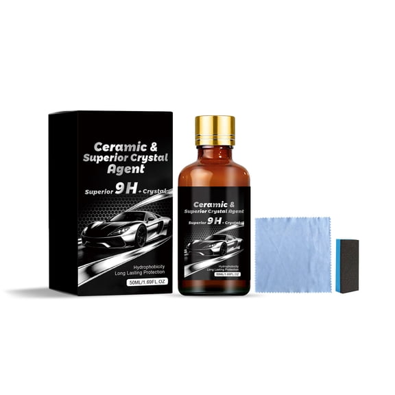 Automotive Ceramic Coating Set 50ml - Hard Protective Film for Car Paint, Scratch & Stain Resistance, Hydrophobic Effect, Easy-to-Use with Tools Included