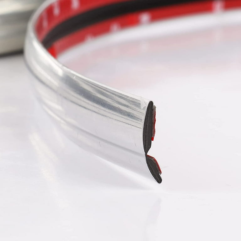 Automotive Chrome Trim Molding L Shape Corner Trim Self Adhesive for Car Truck Body Side Window Door Edge Protector Scratch Proof 1 2