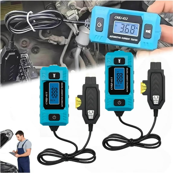 Automotive Circuit Fault Probe Tester, 20A 48V Car Relay Fuse Blade Checker High Precision, 2-in-1 Portable Current Waterproof Diagnostic Tool with LED Display Lighting for Vehicle(2PC)