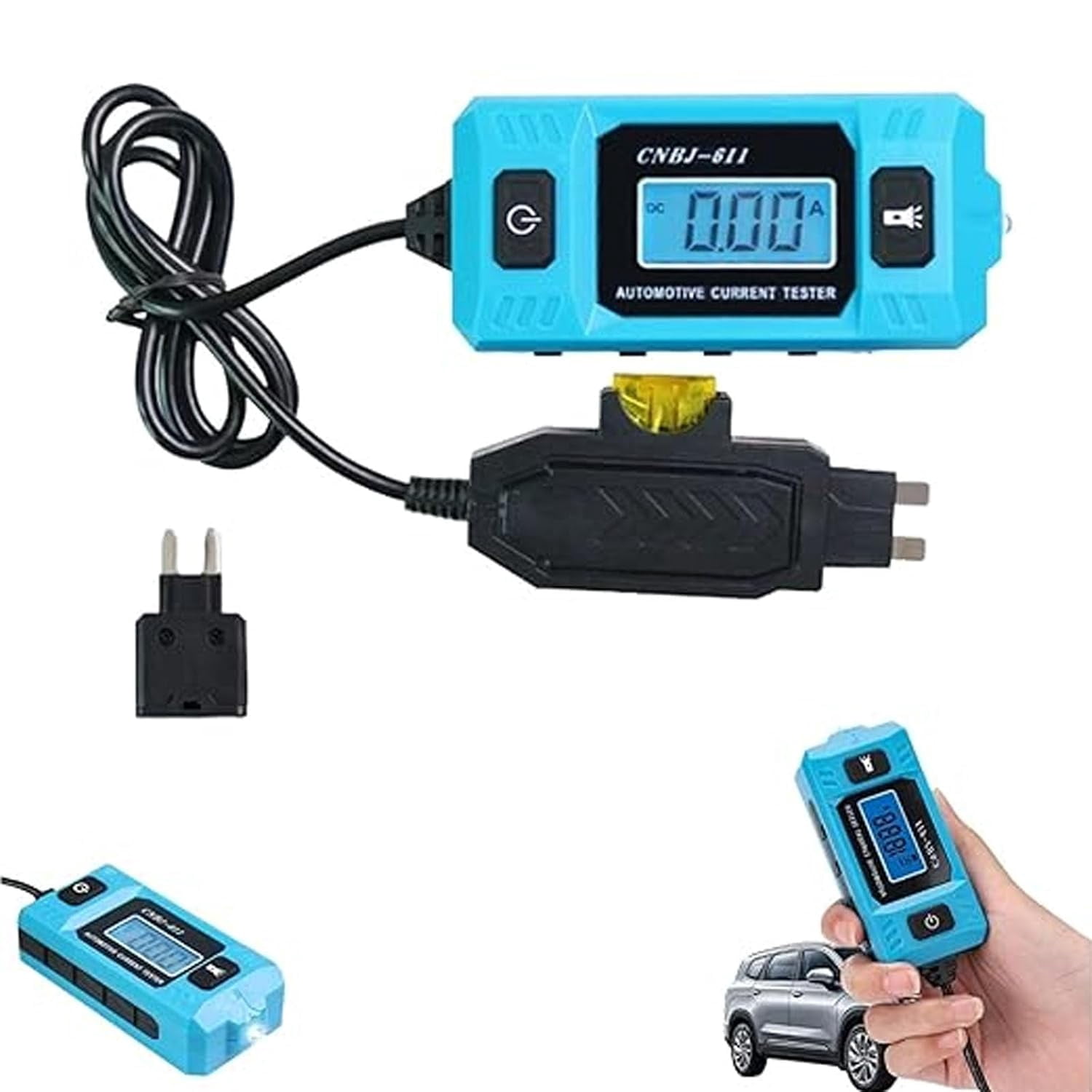 Automotive Circuit Fault Probe Tester – 20A 48V High-Precision Current Tester with LCD Display & Front Light, Car Relay Fuse Blade Checker