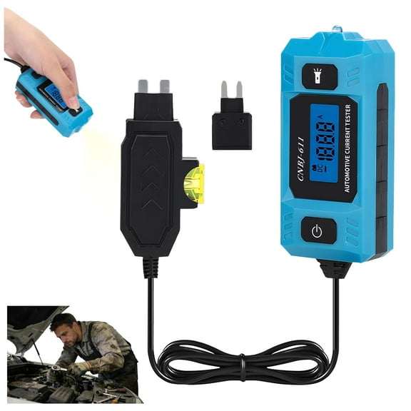 Automotive Circuit Fault Probe Tester, High-Precision Current Tester, 20A 48V Car Relay Fuse Blade Checker, Built-in Front Light with Blue Backlit LCD Screen
