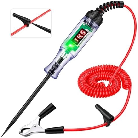 Automotive Circuit Tester 5-90V Test Light, Digital Tester with Voltmeter, Dual Polarity & Stainless Probe for , , RV, Boat Electrical Fuse Testing