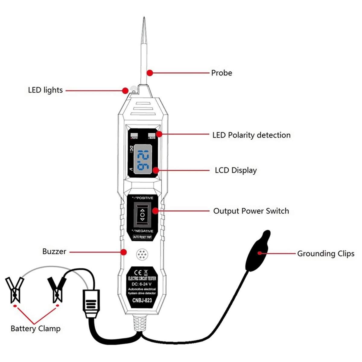 Automotive Circuit Tester Digital Test Electric Voltage Power Test ...