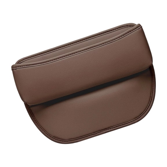Automotive Console Storage Box, Brown Leather Holder with Slots for Phone & Cards, Anti-Slip Mat for Vehicle Interior