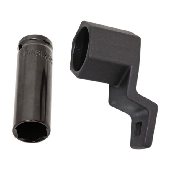 Automotive Crank Task Set Using 19-Millimeter Socket, 50mm Holding Wrench, Alloy Steel Pair for Workshop Pulley Fastener Service Jobs