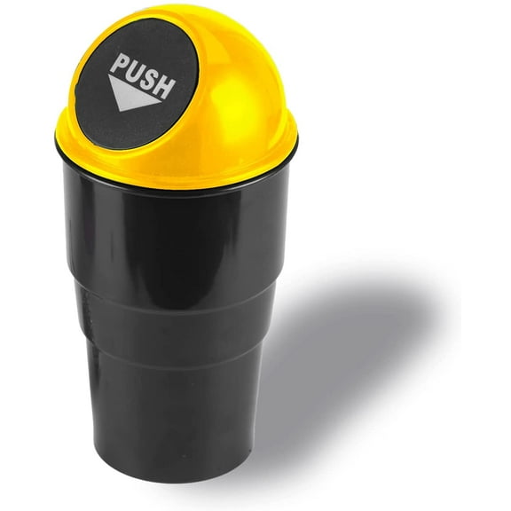 Automotive Cup Holder Garbage? Mini car Trash can, Small Automatic Portable Trash can with lid, for car Home Office (Yellow)
