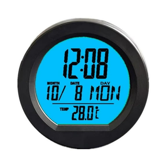 Automotive Dashboard Mount Adhesive Round Clock Digital Clock Solar Powered Clock Car Interior Backlit Clock