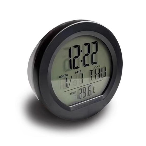 Automotive Dashboard Mount Adhesive Round Clock Solar Power Car Interior Backlit Clock Car Digital Clock