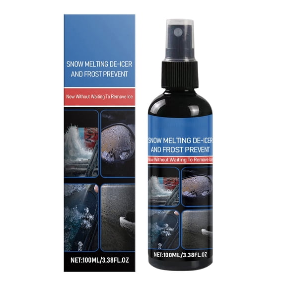 Automotive De-Icing Spray for Winter Car Care, 3.4Oz Fast Ice Melting Agent with Anti-Frost Protection, Windshield Defroster And Glass Cleaner for Cold Weather