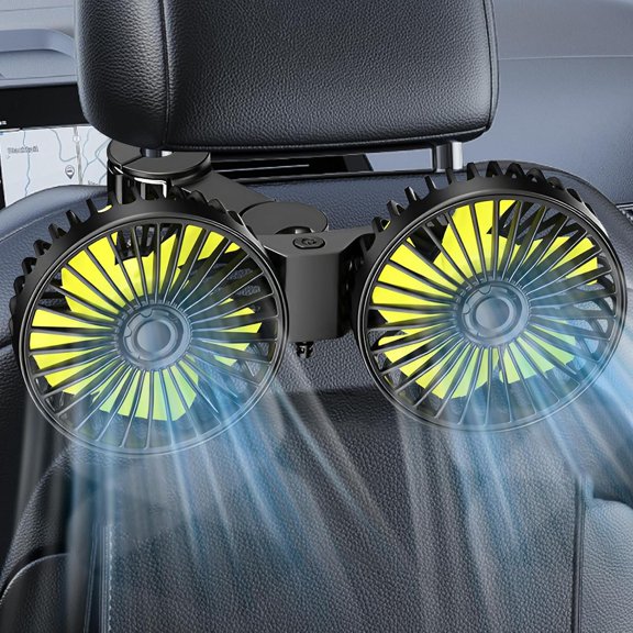 Automotive Electric Fans for Backseat , USB Amplifier Cooling Fan, Headrest 360 Rotatable Rear Seat USB Portable Fan for SUV RV , Pack of 1
